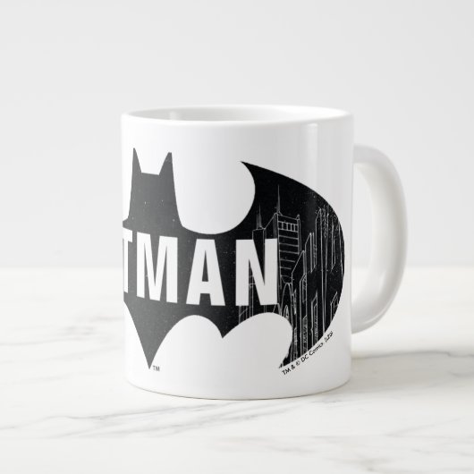 Bat-Logo mit Gotham-Ätzung Jumbo-Tasse (Vorderseite Rechts)