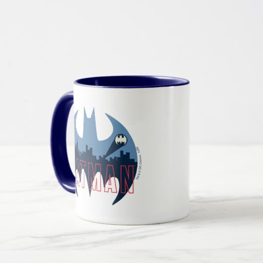 Bat Logo With Gotham & Bat Signal Tasse (Vorderseite Links)