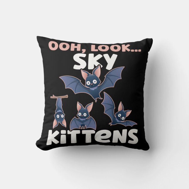 Bat Lover Sky Kittens Fan Kissen (Vorderseite)