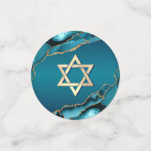 Bat Mitzvah 2 Foto Agate Turquoise Ombre Script Konfetti (Klein Vorderseite)
