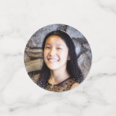 Bat Mitzvah 3 Foto Navy Silver Glitzer Script Konfetti (Klein Vorderseite)