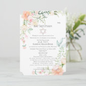 BAT MITZVAH 4| Frühjahrsblüten der Wasserfarbe Ver Einladung (Stehend Vorderseite)