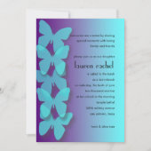 Bat Mitzvah Abmessungen Schmetterling Türkis Lila Einladung (Vorderseite)