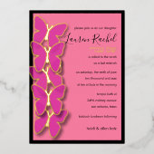 Bat Mitzvah Abmessungen Schmetterlingsgrenze Folieneinladung (Vorderseite)