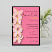 Bat Mitzvah Abmessungen Schmetterlingsgrenze Folieneinladung (Stehend vorne)