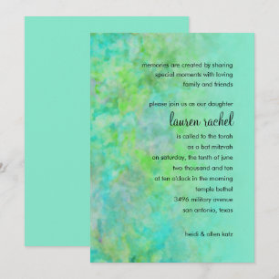 Bat Mitzvah Abstract Design in Aqua Einladung