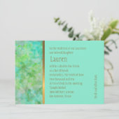 Bat Mitzvah Abstract Design in Aqua Einladung (Stehend Vorderseite)