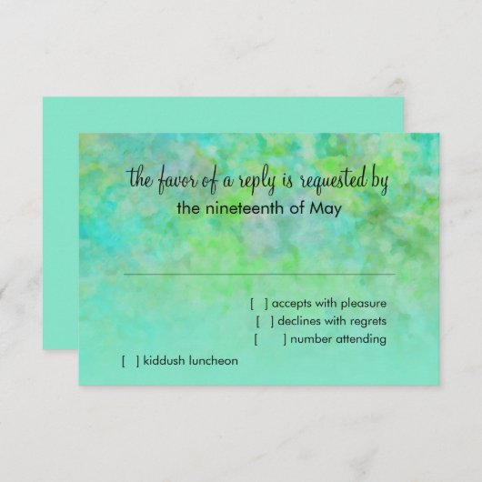 Bat Mitzvah Abstract Design in Aqua RSVP Karte (Vorne/Hinten)