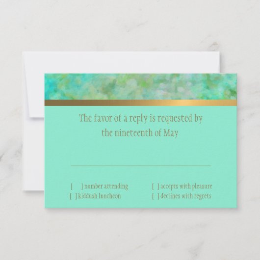Bat Mitzvah Abstract Design in Aqua RSVP Karte (Vorderseite)