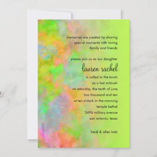 Bat Mitzvah Abstract Design in Lime Green Einladung (Vorderseite)