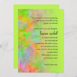 Bat Mitzvah Abstract Design in Lime Green Einladung