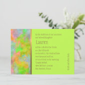 Bat Mitzvah Abstract Design in Lime Green Einladung (Stehend Vorderseite)