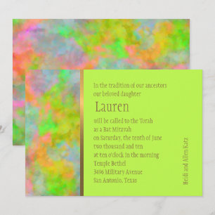 Bat Mitzvah Abstract Design in Lime Green Einladung