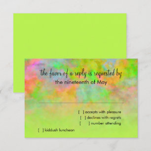 Bat Mitzvah Abstract Design in Lime Green RSVP Karte