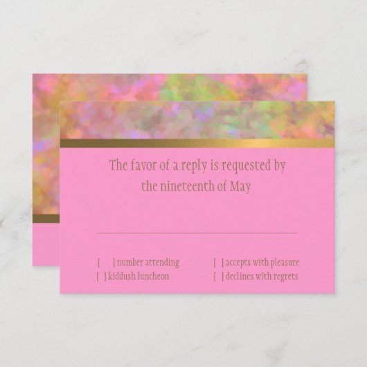 Bat Mitzvah Abstract Design in Rosa RSVP Karte (Vorne/Hinten)