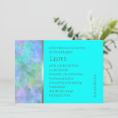 Bat Mitzvah Abstract Design in Türkissilber Einladung (Stehend Vorderseite)