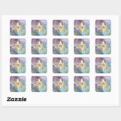 Bat Mitzvah Abstrakt Shimmery Pastel Muster Quadratischer Aufkleber (Blatt)
