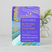 BaT Mitzvah Agate Marble REAL GOLD Foil Einladung (Stehend vorne)
