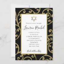Bat Mitzvah alle Farbe Gold Scroll Design