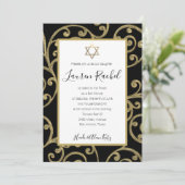 Bat Mitzvah alle Farbe Gold Scroll Design Einladung (Stehend Vorderseite)