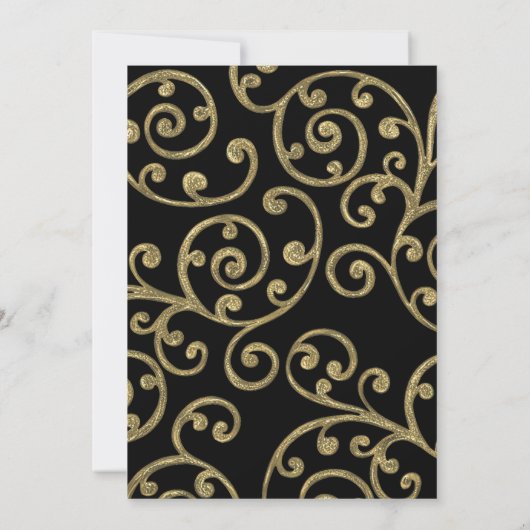 Bat Mitzvah alle Farbe Gold Scroll Design Einladung (Rückseite)