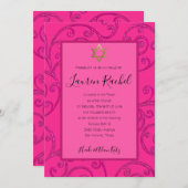 Bat Mitzvah alle Farbe rosa Rollen Design Einladung (Vorne/Hinten)