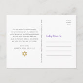 Bat Mitzvah Änderung der Pläne Gold Lila Wasserfar Einladungspostkarte (Rückseite)