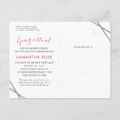 Bat Mitzvah Änderung der Pläne Modernes rosa Silbe Ankündigungspostkarte (Rückseite)