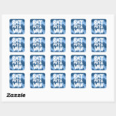 BAT MITZVAH Anpassbare blaue Wavy Streifen Quadratischer Aufkleber (Blatt)