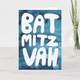 BAT MITZVAH Anpassbare Blue Watercolor-Glückwünsch Karte