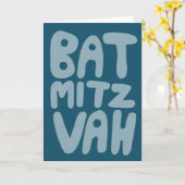 BAT MITZVAH Anpassbare Grußkarte Blau Aquamarin Karte (Gelbe Blume)