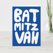 BAT MITZVAH Anpassbare Grußkarte Blau Weiß Karte (Vorderseite)