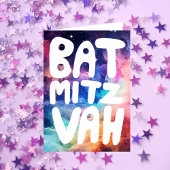 BAT MITZVAH Anpassbare Regenbogengalaxie-Glückwuns Karte
