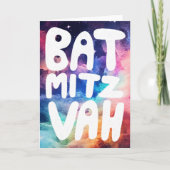 BAT MITZVAH Anpassbare Regenbogengalaxie-Glückwuns Karte (Vorderseite)