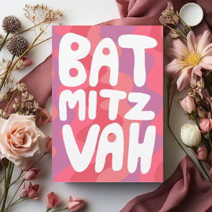 BAT MITZVAH Anpassbare rosa wellige Streifen Gratu Karte