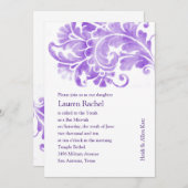 Bat Mitzvah Antique Plume Einladung (Vorne/Hinten)