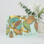 Bat Mitzvah Aqua Brown Glittery Petals Star Einladung (Stehend Vorderseite)