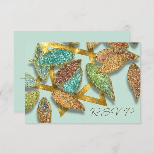 Bat Mitzvah Aqua Brown Glittery Petals Star Einladung (Vorne/Hinten)