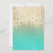 Bat Mitzvah Aqua Gold Extra Funkelnd Einladung (Rückseite)