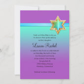 Bat Mitzvah Aqua Green Ombre Ribbon und Star Einladung (Vorderseite)