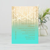Bat Mitzvah Aqua Green und Gold Funkelnd Lights Einladung (Stehend Vorderseite)
