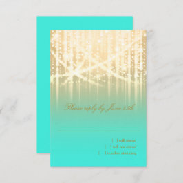 Bat Mitzvah Aqua Green und Gold Funkelnd Lights RSVP Karte