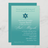 Bat Mitzvah Aquamarin Ombre mit Star Einladung (Vorne/Hinten)