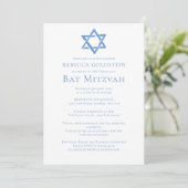 Bat Mitzvah Artistic Blue Star von David Party Einladung (Stehend Vorderseite)