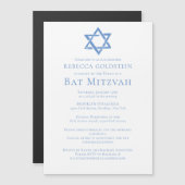 Bat Mitzvah Artistic Blue Star von David Party Magneteinladung (Vorne/Hinten)