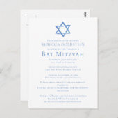 Bat Mitzvah Artistic Blue Star von David Party Postkarte (Vorne/Hinten)