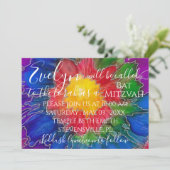 Bat Mitzvah Bar Mitzvah farbenfrohe Einladung (Stehend Vorderseite)