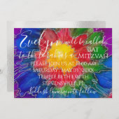 Bat Mitzvah Bar Mitzvah farbenfrohe Einladung (Vorne/Hinten)