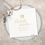 Bat Mitzvah Bar Mitzvah Gold Star von David Serviette<br><div class="desc">Mit dem Namen der goldenen Skriptsignatur. Personalisieren Sie mit Ihren speziellen Bat- oder Bar Mitzvah-Informationen in schicken Goldbuchstaben. Entwickelt von Thisisnotme©</div>