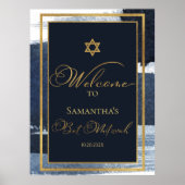 Bat Mitzvah Begrüßungszeichen | Wasserfarbe Abstra Poster (Vorne)